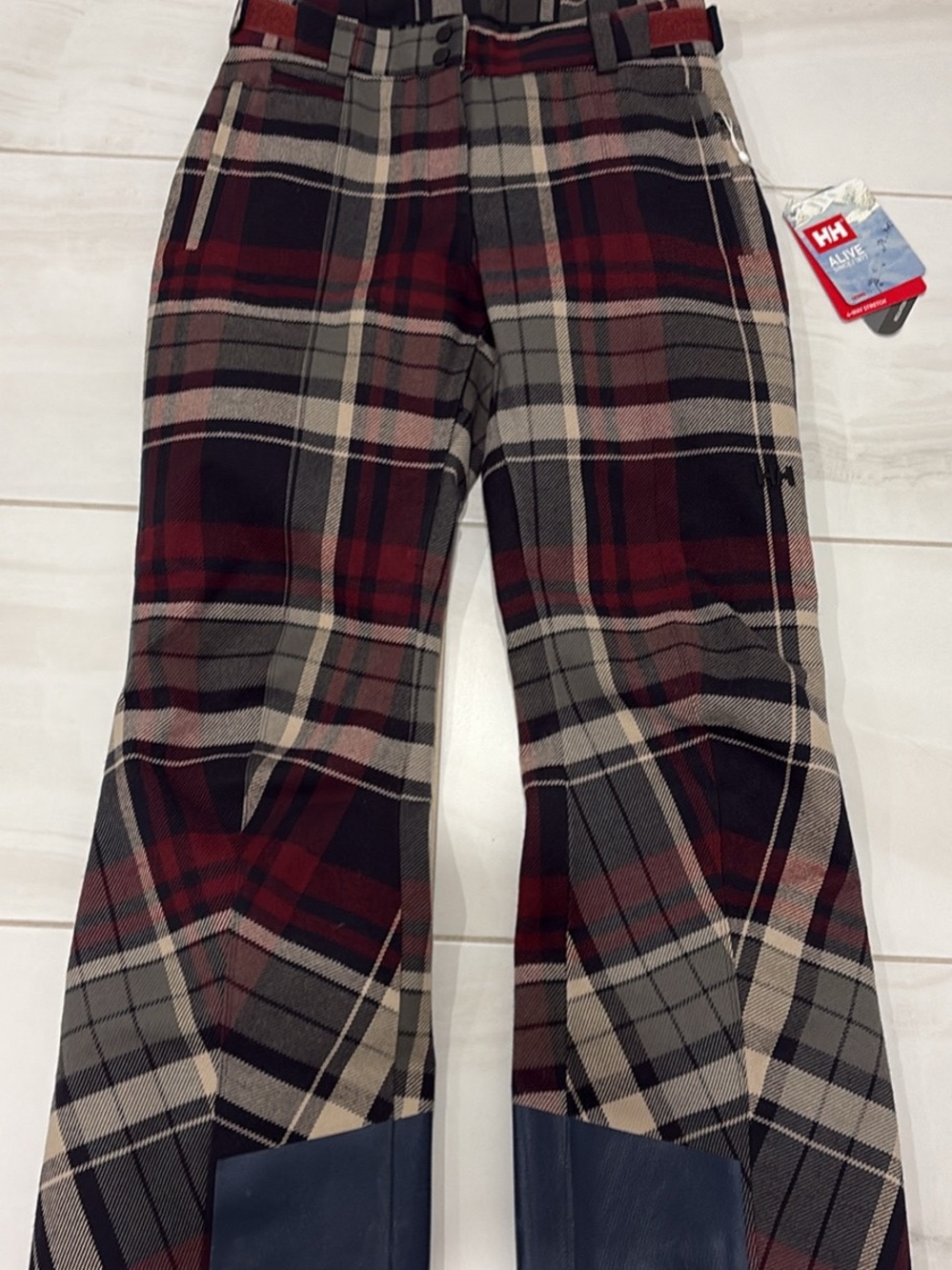 Helly Hansen Women's Plaid Boot Cut Ski Pants in Red, Black, Cream
